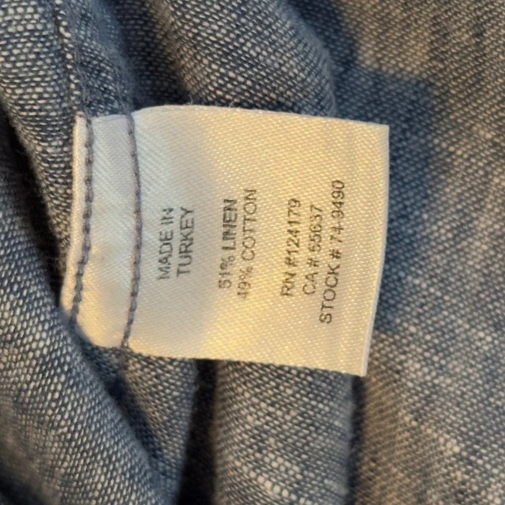 Johnston & Murphy Mens Blue Linen Cotton Blend Button Down Shirt Size‎ M Turkey